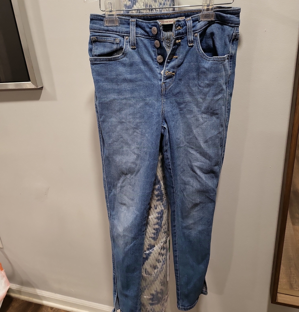 Slim High-Rise Button-Fly Skinny Jeans — Light Blue